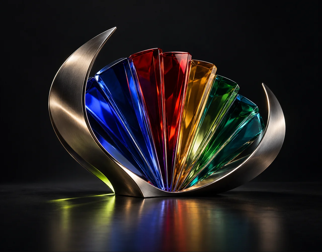 Imagen 4 Ultra editorial cover: a tactile architectural fan, embraced by two quiet curved metallic fins