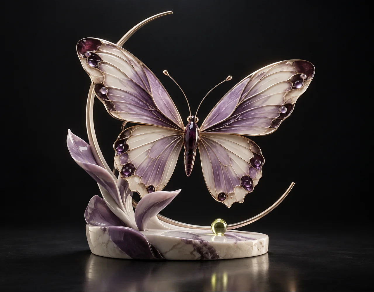 Ideogram 3 Balanced editorial cover: a tactile optical butterfly, framed by one incomplete slender arch