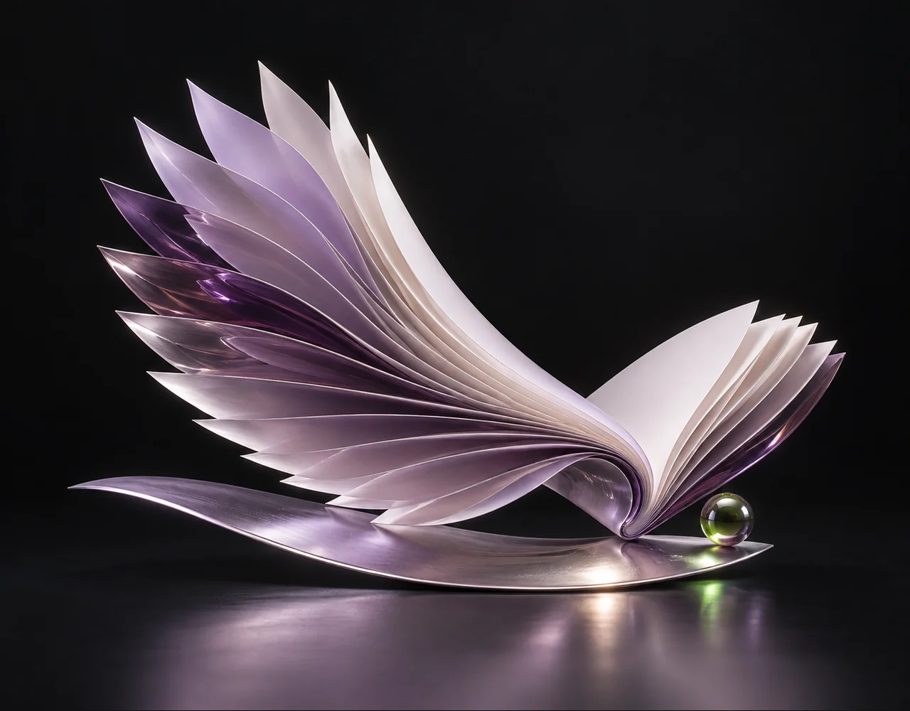 Paddle OCR editorial cover: a blank pages fanned into a wing, suspended over a single flat satin plane