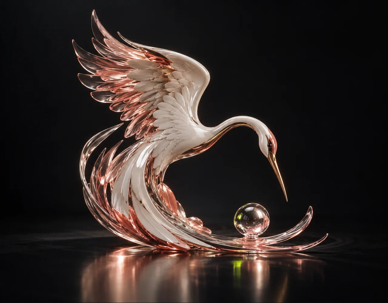 Pika 2.2 Pikaframes editorial cover: a sweeping crane wing following one continuous elegant motion curve, centred beside one small optical droplet