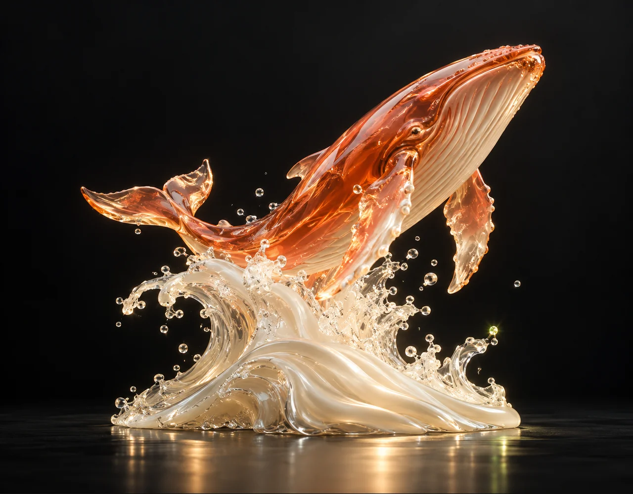 MiniMax H3 Max editorial cover: a bold coral glass whale rising above an ivory frozen wave